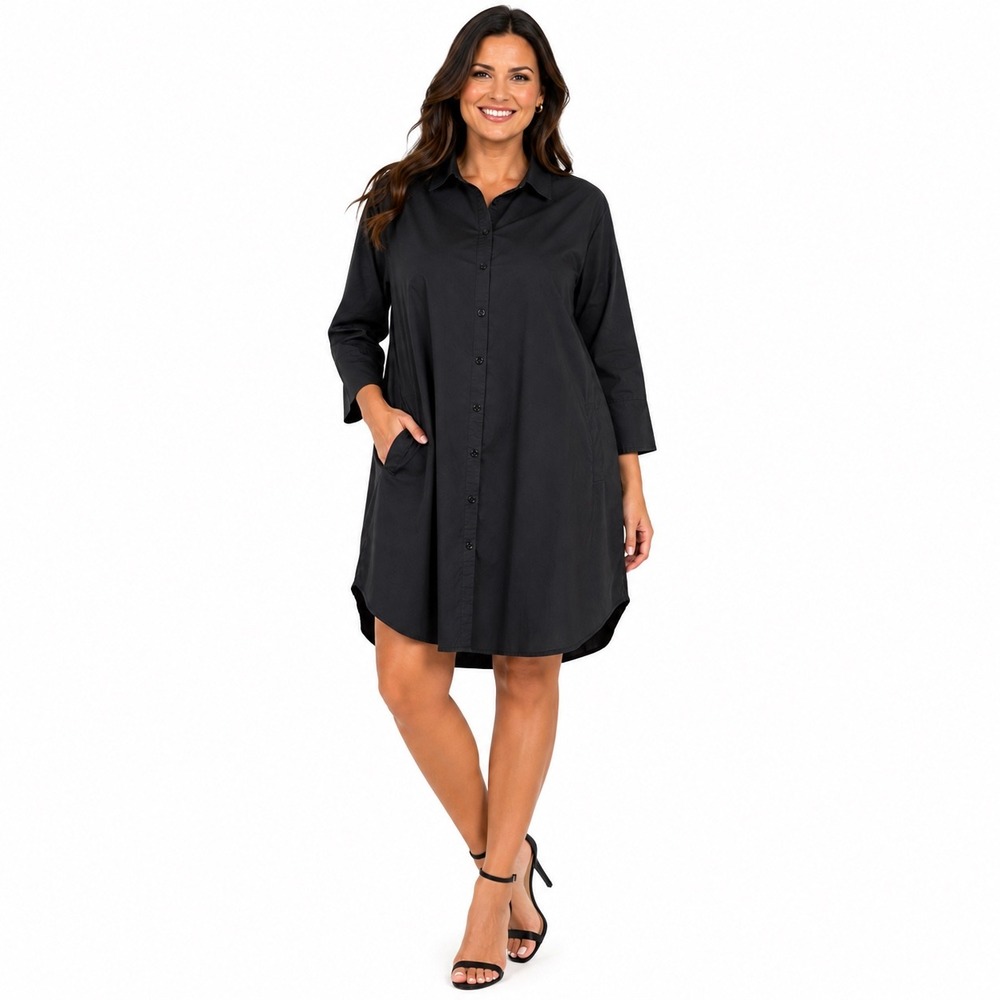 Stella Carakasi L‎ Black Tiburon Tunic Natural Lux Lagenlook Minimalist Artistic